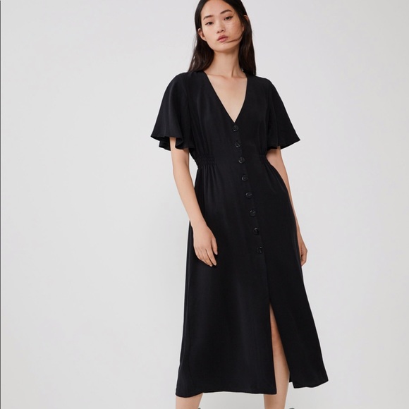zara button midi dress